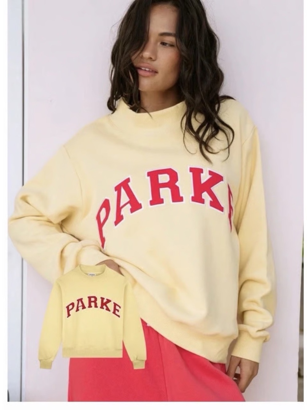 Parke Summerland Varsity Mockneck Sweatshirt in Lemonade